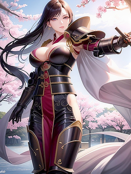 Traditional Armored Warrior Seduces with High-Res Stylized Hentai Action