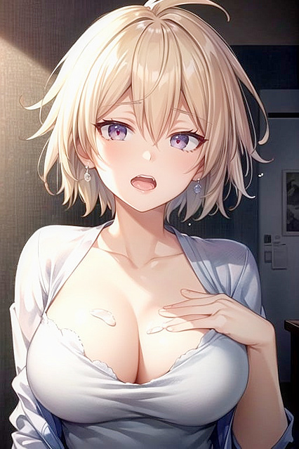 Glowing Red-Eyed Cat Girl 18+ with Perky Nipples in Nude Hentai Action