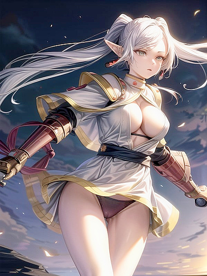 Bikini Armor Battle Goddess Caught in Intense Hentai Action with Stunning Lens Flares