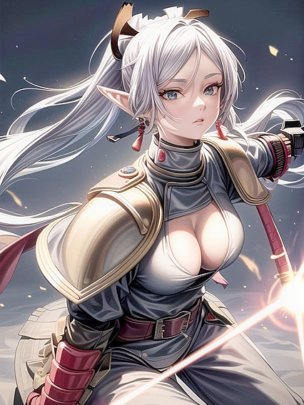 Fighting Pose with Determined Expression in Bikini Armor Hentai Action