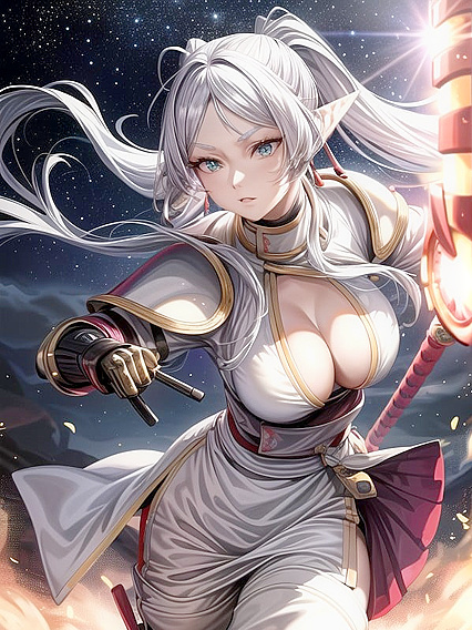 Bikini Armor Battle Pose with Sultry Lens Flares in Steamy Hentai Action