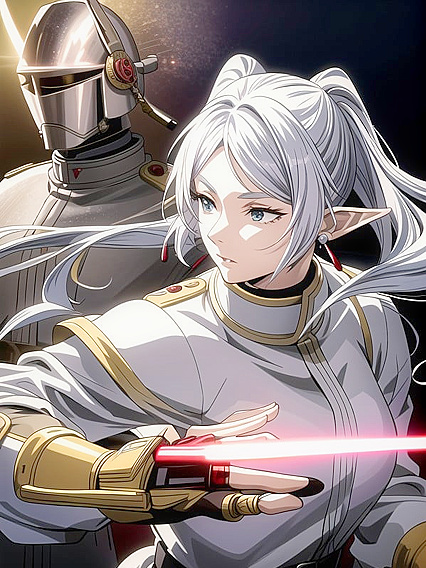 Fighting Pose with Determined Gaze in Sparkling hentai Action