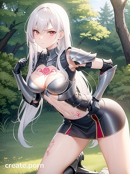 Sword-Wielding Warrior in Chest Armor Unleashes Passionate Hentai Pleasure