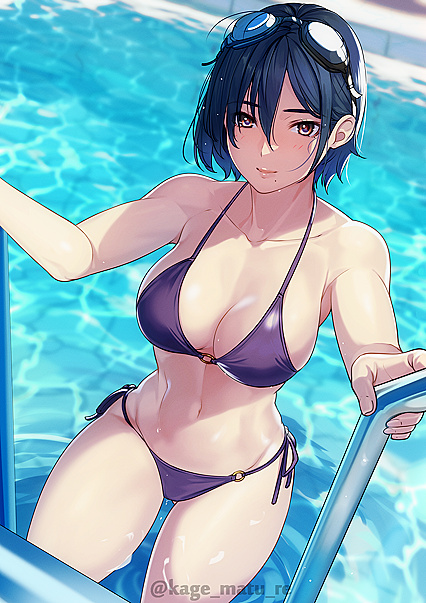 Hella Hot Oneesan Pounding Her Beaver While Taking Dipping In The Pool