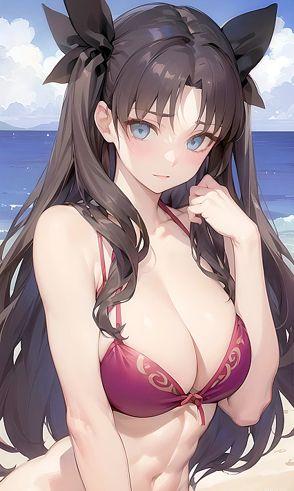 Holy shittin’ hotness! Tohnosak-chick gets freaking naughty on da sand with her hentaicatwalk!