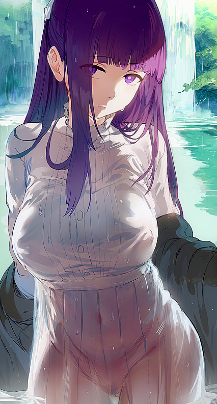 Dripping wet fern-fuckin’ in nature – Hentaic watersports near falls