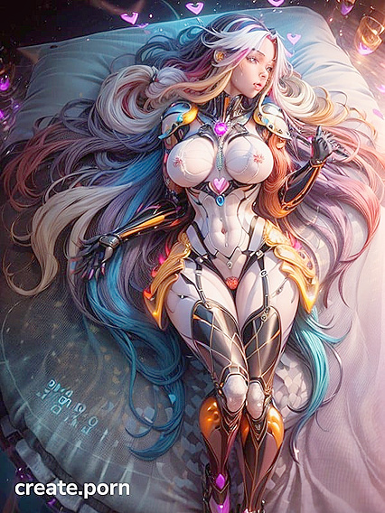 Aphrodite in Futuristic Sex Armor with Robotic Wings and Vibrant Hair