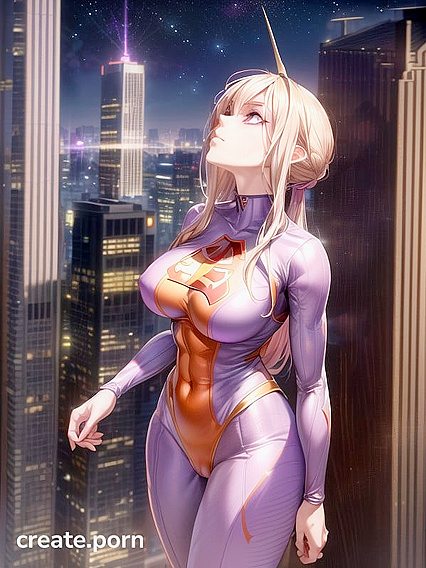 Giant Heroine With Long White Hair Dominates Tiny 18+ Admirers in Tight Suit Hentai Action