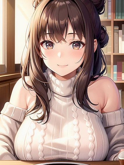 Messy Bun Chick Sips Hot Cocoa While Enjoying Steamy Hentai Action