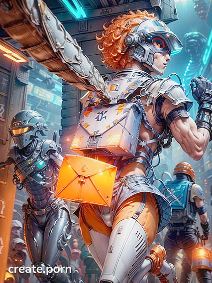 Futuristic Helmet and Mail-Carrying Hero Smirks in Steamy Hentai Action