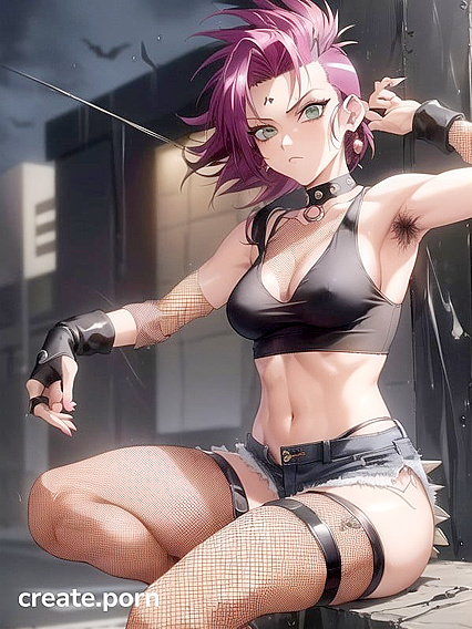 Spiky-Haired Fetishista in Fingerless Gloves Dominateswith Mohawk hentaiErotica