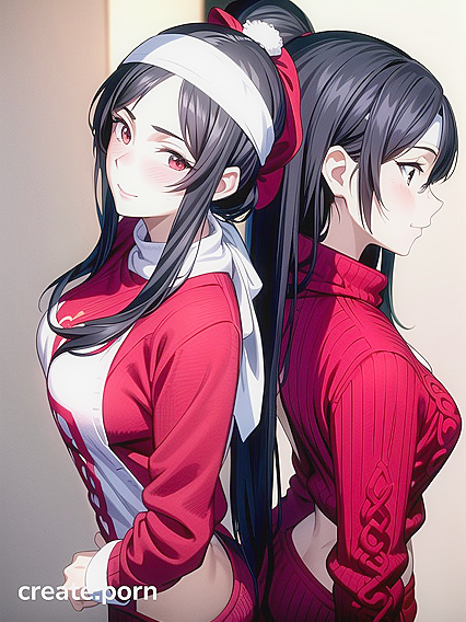 Standing in the Kitchen, Red Sweater with No Back for Steamy Hentai Action