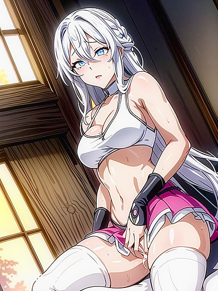 Legs Spread Wide: Sexy in Skirt Sits Down for naughty Hentai Pleasure