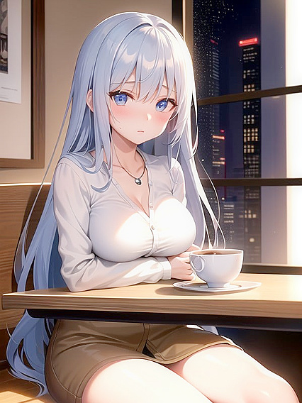Sipping Coffee and Reading Amidst Seductive Necklaces in Steamy Hentai Scenes