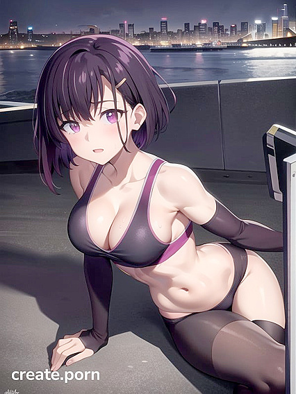 Wearing Only a Sports Bra and Undies, She Glows Under the Starlit Sky in Dark Hentai Action