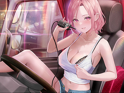 Horny Trucker Gets His Dick Sucked by Hot Chick on Roadside Pic