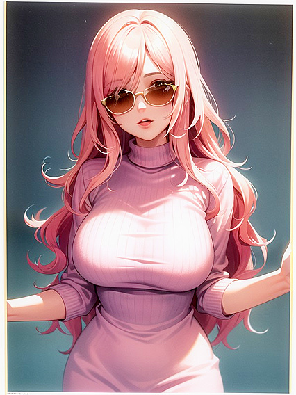 Vintage Sweater and Bubblegum Pink Lips in grainy Hentai Masturbation Scenes