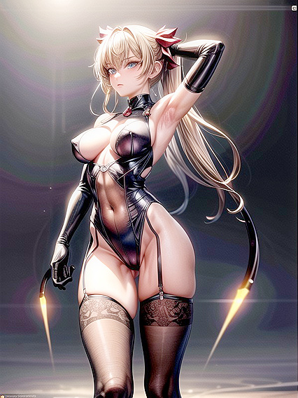 Thighs Exposed and Pantyless Fit Girl 18+ in Seductive Hentai Action