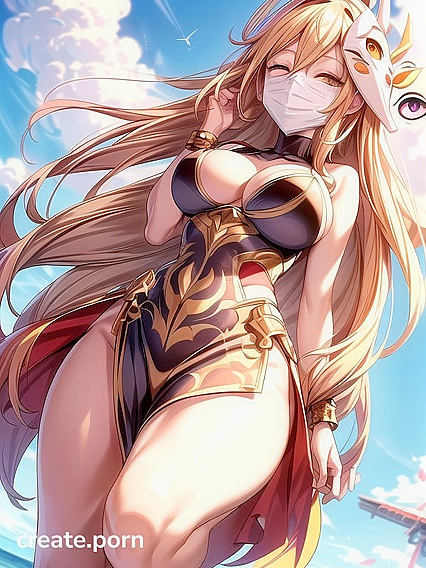Winged Angel Goddess with Four Massive Feathers Wields Longbow in Seductive Hentai Scene