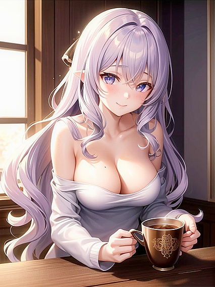 Sipping Warm Cocoa with a Gentle Smile and Chic Hairpins in Seductive Hentai Scenes