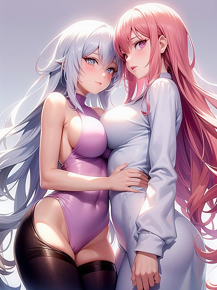 Pastel Paradise: Bubblegum Pink Lips and Retro Sunglasses in Seductive Hentai Action