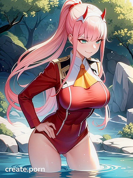 Zero Two’s Shimmering Wet Skin Glows Under the Sunlight in Erotic Hentai Scenes