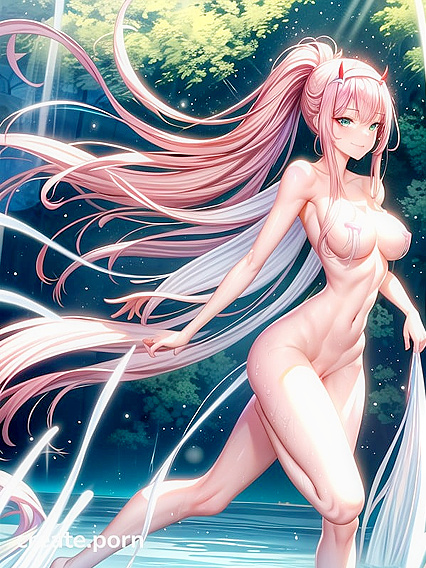 She Winks at the Camera Amid Splashing Water Droplets in Ultra-Detailed Hentai Scenes