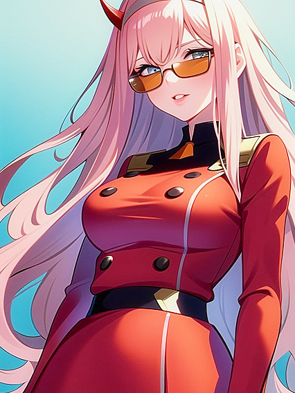 Zero Two from Darling in the FranXX Teases with Wavy Ombre Hair and Seductive Accessories