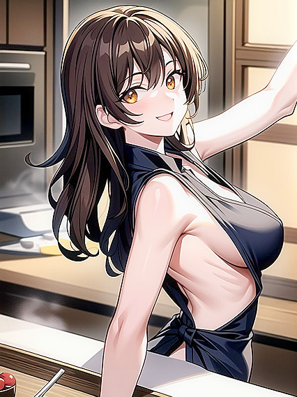 voluptuous beauty with large breasts and brown eyes seduces in steamy hentai scenes