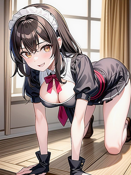 Skinny Girl 18+ with Brown Eyes Shows Off Her Busty Charms in steamy Hentai Scene