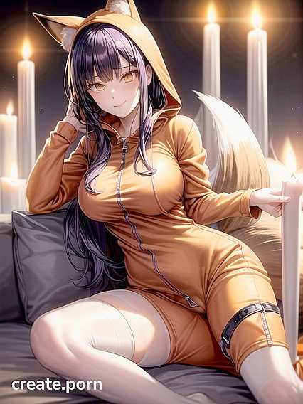 Cute Orange Fox Girl 18+’s Breasts Peek Out of Onesie in Blushing Hentai Scene
