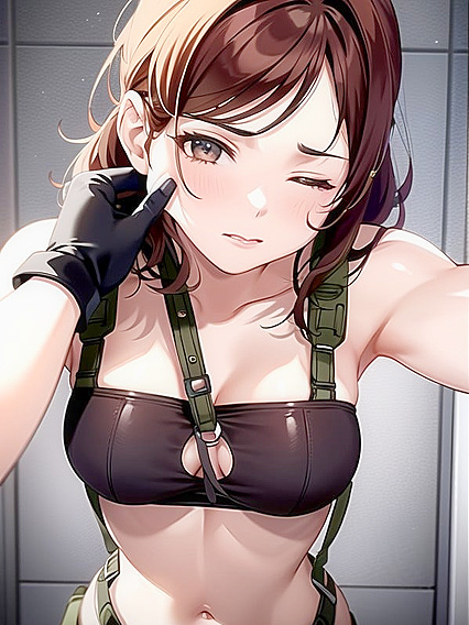 Quiet from Metal Gear Gets Her Cheeks Pinched in Seductive Hentai Action