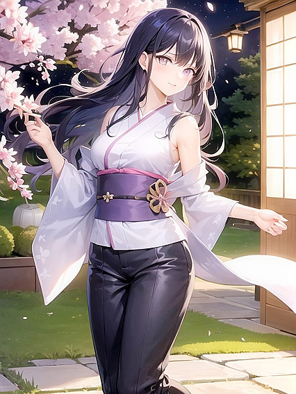 Hyuuga Hinata Seduces Under Soft Lantern Light in Blossoming Sakura Garden