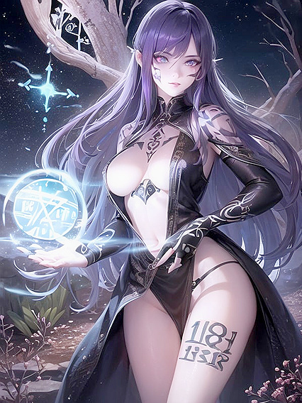 Sorceress Conjures Mystical orbs of light in Seductive Hentai Ritual