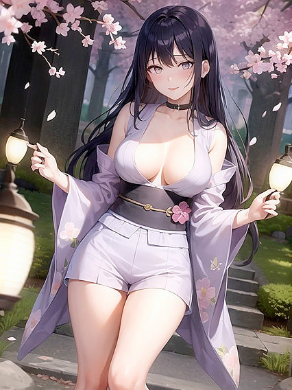 Hinata Hyuuga Tempts in Cleavage at Sakura Garden for Hot Hentai Pleasure