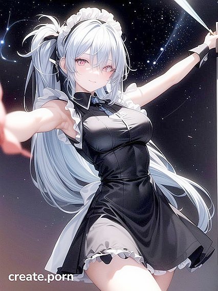 Spinning Dance Girl 18+ with Sky Blue Hair Under the Starry Sky in NSFW Hentai Action