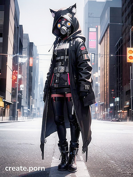 Cyberpunk City Sights: Gas Mask fetish in a Futuristic hentai Adventure
