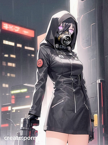 Hooded Beauty in Full Mask and Long Coat Tempts You in Seductive Hentai Scenes