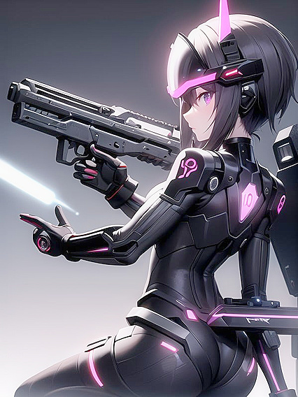 Cyberpunk Soldier Engages in Intense ACTION Amidst Neon-Lit City Streets