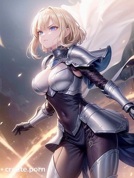 Blonde Beauty with Gold Skin and Sapphire Eyes in Seductive Hentai AI Image