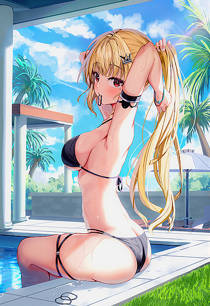 Hella Hot Blondie Banging Behind Closed Doors at Poolside - HENTAI XXX PIC