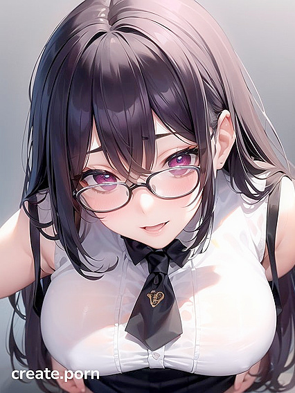 with Long Hair and Glasses Seduces in Hentai AI Image