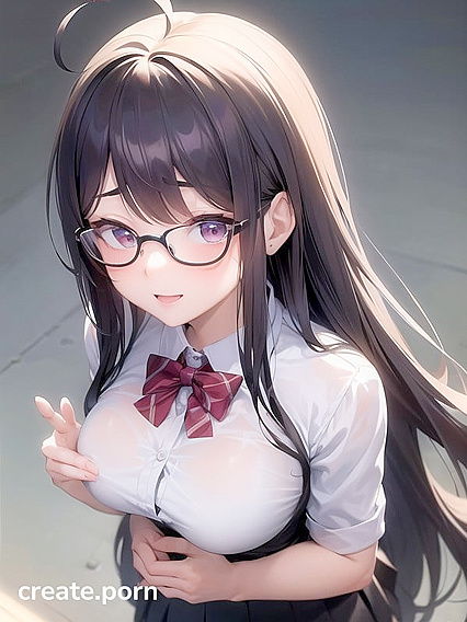 Cute inUniform with Glasses EnjoyingMind-Bending Hentai Pleasure