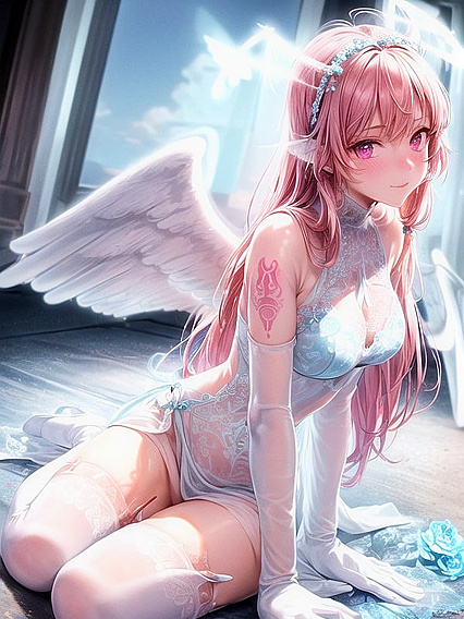 Skinny White-Haired Chick Takes Sexy Selfies in Hentai AI Image