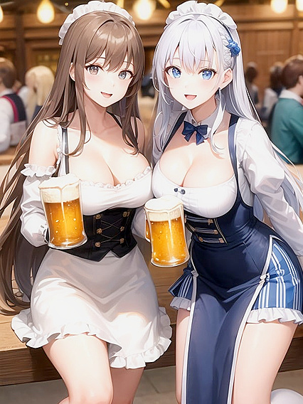 Girl 18+ in Frilly Blouse at Oktoberfest Enjoyingwith Two Guys in Hentai Passion