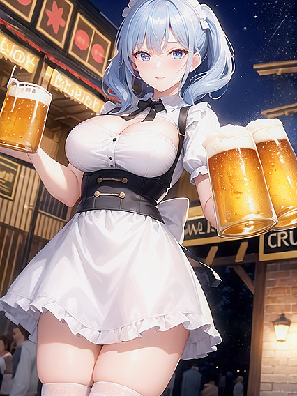 Knee-High White Socks and Matching Apron in Nighttime Hentai Fantasy