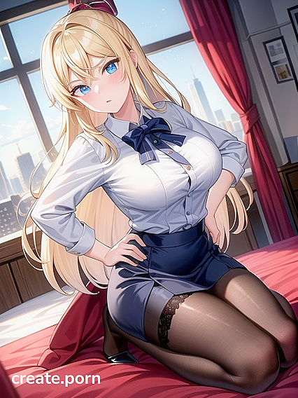 Blonde Beauty Enjoying Intense Pleasure in Bed for hentai Fans