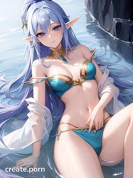 Astral Elf in Soaked Top and Harem Pants Teased by a Genie’s Lamp in Steamy Hentai