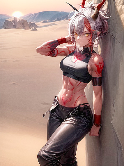 Long Gray Haired Beauty in Black Sport Bra Tempts You in Seductive Hentai'action