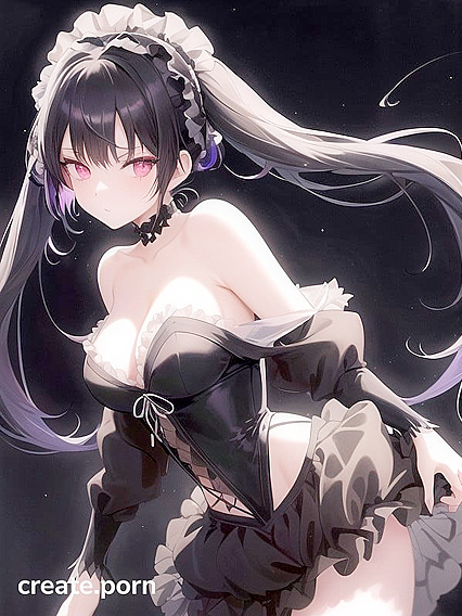 Goth Girl 18+ with Twin-Tails and Black Lace Bandeau inTranslucent Breeches for Galactic Hentai Pleasure